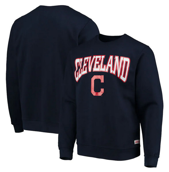 Men's Cleveland Guardians Navy Pullover Sweatshirt